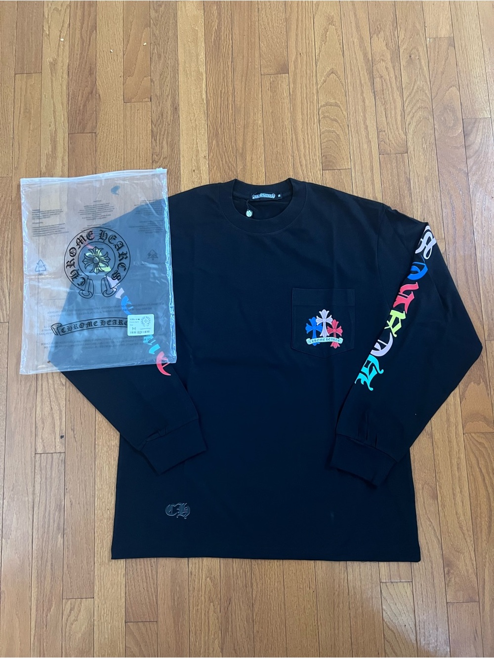 Black chrome heart rainbow cross back longsleeve